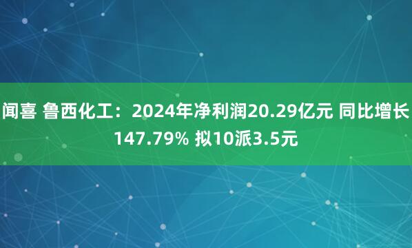 闻喜 鲁西化工：2024年净利润20.29亿元 同比增长147.79% 拟10派3.5元