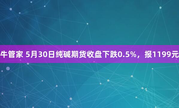 牛管家 5月30日纯碱期货收盘下跌0.5%，报1199元